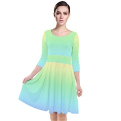 Pastel Rainbow Diamond Pattern Quarter Sleeve Waist Band Dress by SpinnyChairDesigns