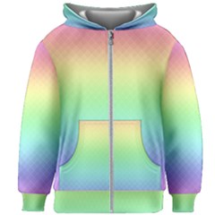 Pastel Rainbow Diamond Pattern Kids  Zipper Hoodie Without Drawstring by SpinnyChairDesigns
