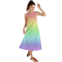 Pastel Rainbow Diamond Pattern Summer Maxi Dress by SpinnyChairDesigns