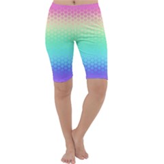 Rainbow Floral Ombre Print Cropped Leggings  by SpinnyChairDesigns