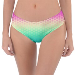 Rainbow Floral Ombre Print Reversible Classic Bikini Bottoms by SpinnyChairDesigns