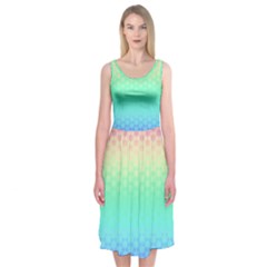 Rainbow Floral Ombre Print Midi Sleeveless Dress by SpinnyChairDesigns