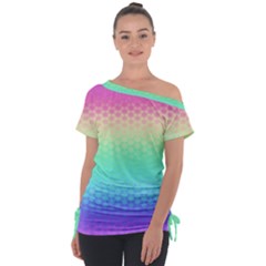 Rainbow Floral Ombre Print Tie-up Tee