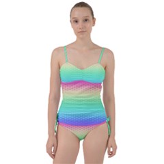 Rainbow Floral Ombre Print Sweetheart Tankini Set by SpinnyChairDesigns