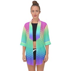 Rainbow Floral Ombre Print Open Front Chiffon Kimono by SpinnyChairDesigns