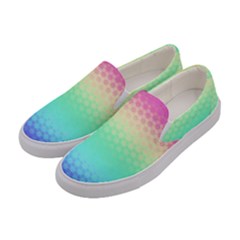 Rainbow Floral Ombre Print Women s Canvas Slip Ons by SpinnyChairDesigns