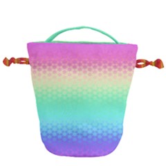 Rainbow Floral Ombre Print Drawstring Bucket Bag by SpinnyChairDesigns
