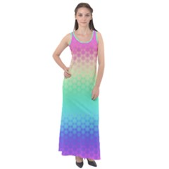 Rainbow Floral Ombre Print Sleeveless Velour Maxi Dress by SpinnyChairDesigns