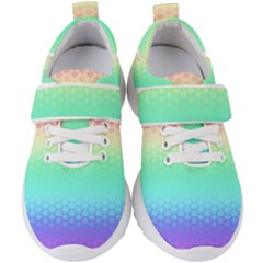 Rainbow Floral Ombre Print Kids  Velcro Strap Shoes by SpinnyChairDesigns