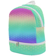 Rainbow Floral Ombre Print Zip Bottom Backpack by SpinnyChairDesigns