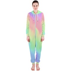 Pastel Rainbow Flame Ombre Hooded Jumpsuit (ladies)  by SpinnyChairDesigns