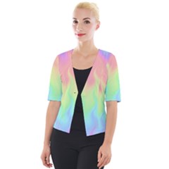 Pastel Rainbow Flame Ombre Cropped Button Cardigan by SpinnyChairDesigns