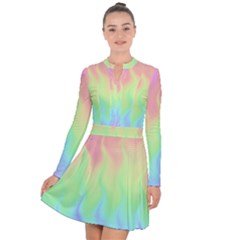 Pastel Rainbow Flame Ombre Long Sleeve Panel Dress by SpinnyChairDesigns