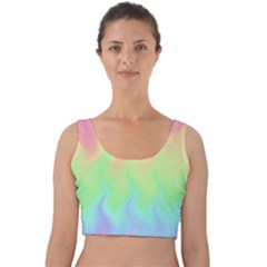 Pastel Rainbow Flame Ombre Velvet Crop Top by SpinnyChairDesigns