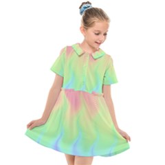 Pastel Rainbow Flame Ombre Kids  Short Sleeve Shirt Dress by SpinnyChairDesigns