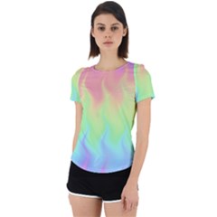 Pastel Rainbow Flame Ombre Back Cut Out Sport Tee by SpinnyChairDesigns