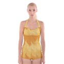 Gold Flame Ombre Boyleg Halter Swimsuit  View1