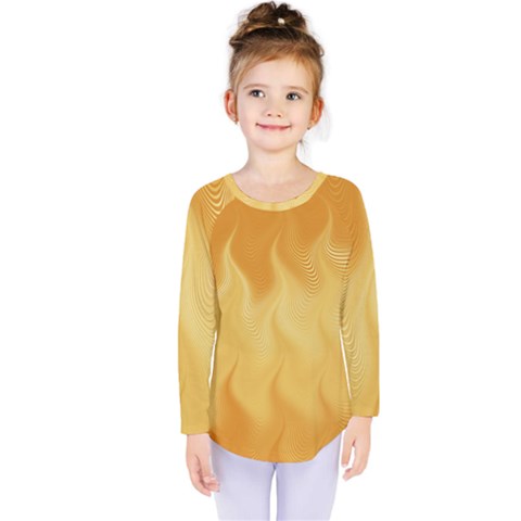 Gold Flame Ombre Kids  Long Sleeve Tee by SpinnyChairDesigns