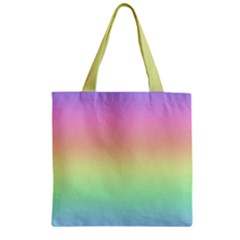 Pastel Rainbow Ombre Zipper Grocery Tote Bag by SpinnyChairDesigns