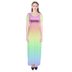 Pastel Rainbow Ombre Short Sleeve Maxi Dress by SpinnyChairDesigns