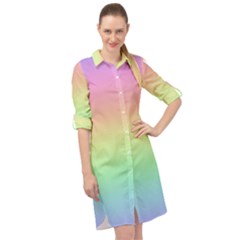 Pastel Rainbow Ombre Long Sleeve Mini Shirt Dress by SpinnyChairDesigns