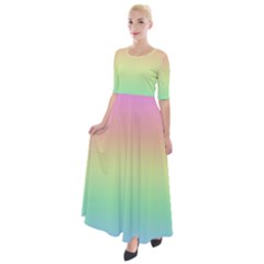 Pastel Rainbow Ombre Half Sleeves Maxi Dress by SpinnyChairDesigns