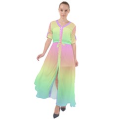Pastel Rainbow Ombre Waist Tie Boho Maxi Dress by SpinnyChairDesigns