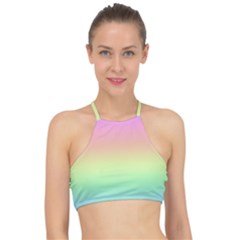 Pastel Rainbow Ombre Racer Front Bikini Top by SpinnyChairDesigns