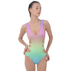 Pastel Rainbow Ombre Side Cut Out Swimsuit by SpinnyChairDesigns