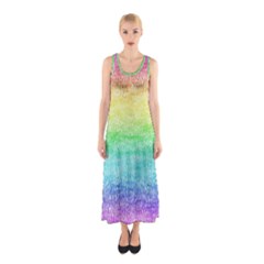 Rainbow Ombre Texture Sleeveless Maxi Dress by SpinnyChairDesigns