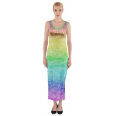 Rainbow Ombre Texture Fitted Maxi Dress by SpinnyChairDesigns