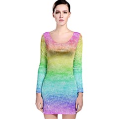 Rainbow Ombre Texture Long Sleeve Velvet Bodycon Dress by SpinnyChairDesigns