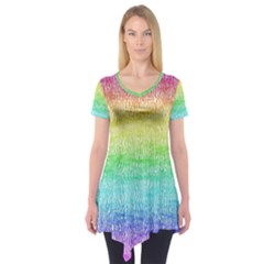 Rainbow Ombre Texture Short Sleeve Tunic  by SpinnyChairDesigns