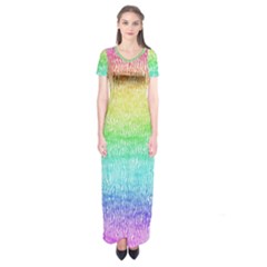 Rainbow Ombre Texture Short Sleeve Maxi Dress by SpinnyChairDesigns