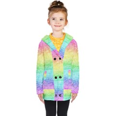 Rainbow Ombre Texture Kids  Double Breasted Button Coat by SpinnyChairDesigns