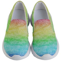 Rainbow Ombre Texture Kids Lightweight Slip Ons by SpinnyChairDesigns