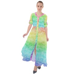 Rainbow Ombre Texture Waist Tie Boho Maxi Dress by SpinnyChairDesigns