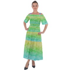 Rainbow Ombre Texture Shoulder Straps Boho Maxi Dress  by SpinnyChairDesigns