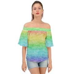 Rainbow Ombre Texture Off Shoulder Short Sleeve Top by SpinnyChairDesigns