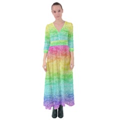 Rainbow Ombre Texture Button Up Maxi Dress by SpinnyChairDesigns