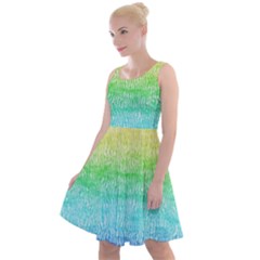 Rainbow Ombre Texture Knee Length Skater Dress by SpinnyChairDesigns