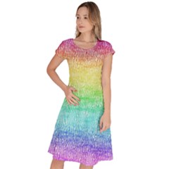 Rainbow Ombre Texture Classic Short Sleeve Dress by SpinnyChairDesigns