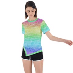 Rainbow Ombre Texture Asymmetrical Short Sleeve Sports Tee by SpinnyChairDesigns