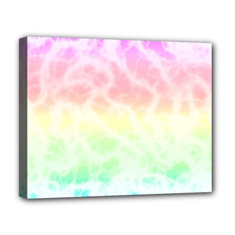 Pastel Rainbow Tie Dye Deluxe Canvas 20  X 16  (stretched) by SpinnyChairDesigns