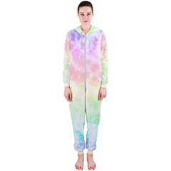 Pastel Rainbow Tie Dye Hooded Jumpsuit (ladies)  by SpinnyChairDesigns