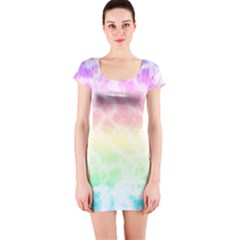 Pastel Rainbow Tie Dye Short Sleeve Bodycon Dress by SpinnyChairDesigns