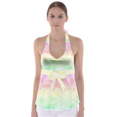 Pastel Rainbow Tie Dye Babydoll Tankini Top by SpinnyChairDesigns