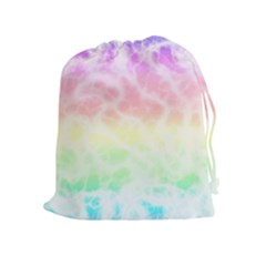 Pastel Rainbow Tie Dye Drawstring Pouch (xl) by SpinnyChairDesigns