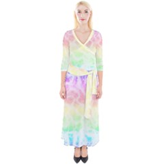 Pastel Rainbow Tie Dye Quarter Sleeve Wrap Maxi Dress by SpinnyChairDesigns