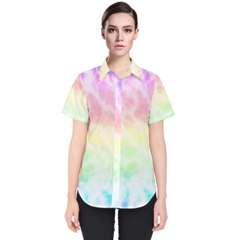 Pastel Rainbow Tie Dye Women s Short Sleeve Shirt by SpinnyChairDesigns